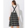 imageAllegra K Womens Plaid Suspender Skirts Vintage Tartan High Waist ALine Midi Overall SkirtBlack