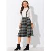imageAllegra K Womens Plaid Suspender Skirts Vintage Tartan High Waist ALine Midi Overall SkirtBlack