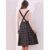 imageAllegra K Womens Plaid Suspender Skirts Vintage Tartan High Waist ALine Midi Overall SkirtBlue Plaid
