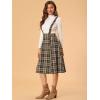 imageAllegra K Womens Plaid Suspender Skirts Vintage Tartan High Waist ALine Midi Overall SkirtBrown Plaid