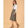 imageAllegra K Womens Plaid Suspender Skirts Vintage Tartan High Waist ALine Midi Overall SkirtBrown Plaid