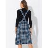 imageAllegra K Womens Plaid Suspender Skirts Vintage Tartan High Waist ALine Midi Overall SkirtDark Blue