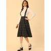 imageAllegra K Womens Plaid Suspender Skirts Vintage Tartan High Waist ALine Midi Overall SkirtDark Green