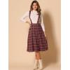 imageAllegra K Womens Plaid Suspender Skirts Vintage Tartan High Waist ALine Midi Overall SkirtDark Red