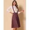 imageAllegra K Womens Plaid Suspender Skirts Vintage Tartan High Waist ALine Midi Overall SkirtDark Red