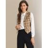 imageAllegra K Womens Plaid Waistcoat Notched Lapel Collar Single Breasted Vintage VestYellow