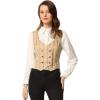 imageAllegra K Womens Suit Vest Plaid Steampunk Vintage 1950s Double Breasted WaistcoatKhaki
