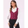 imageAllegra K Womens Suit Vest Plaid Steampunk Vintage 1950s Double Breasted WaistcoatRed