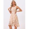 imageAllegra K Womens Summer Dresses 2025 Wrap Ruffle High Low Hem Round Neck Keyhole Back Sleeveless Floral DressApricot