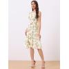 imageAllegra K Womens Summer Dresses 2025 Wrap Ruffle High Low Hem Round Neck Keyhole Back Sleeveless Floral DressBeige