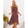 imageAllegra K Womens Summer Dresses 2025 Wrap Ruffle High Low Hem Round Neck Keyhole Back Sleeveless Floral DressWine Red