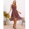 imageAllegra K Womens Summer Dresses 2025 Wrap Ruffle High Low Hem Round Neck Keyhole Back Sleeveless Floral DressWine Red