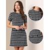 imageAllegra K Work Dress for Women Short Sleeve Vintage Houndstooth Above The Knee DressBlack White