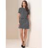 imageAllegra K Work Dress for Women Short Sleeve Vintage Houndstooth Above The Knee DressBlack White