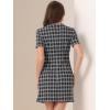 imageAllegra K Work Dress for Women Short Sleeve Vintage Houndstooth Above The Knee DressBlack White