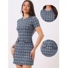 imageAllegra K Work Dress for Women Short Sleeve Vintage Houndstooth Above The Knee DressDark Blue