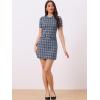 imageAllegra K Work Dress for Women Short Sleeve Vintage Houndstooth Above The Knee DressDark Blue