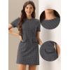 imageAllegra K Work Dress for Women Short Sleeve Vintage Houndstooth Above The Knee DressGray Houndstooth