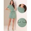 imageAllegra K Work Dress for Women Short Sleeve Vintage Houndstooth Above The Knee DressGreen