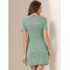 imageAllegra K Work Dress for Women Short Sleeve Vintage Houndstooth Above The Knee DressGreen