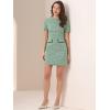 imageAllegra K Work Dress for Women Short Sleeve Vintage Houndstooth Above The Knee DressGreen