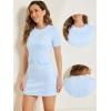 imageAllegra K Work Dress for Women Short Sleeve Vintage Houndstooth Above The Knee DressLight Blue