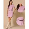 imageAllegra K Work Dress for Women Short Sleeve Vintage Houndstooth Above The Knee DressPink