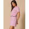 imageAllegra K Work Dress for Women Short Sleeve Vintage Houndstooth Above The Knee DressPink