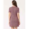 imageAllegra K Work Dress for Women Short Sleeve Vintage Houndstooth Above The Knee DressRed