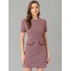 imageAllegra K Work Dress for Women Short Sleeve Vintage Houndstooth Above The Knee DressRed
