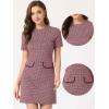 imageAllegra K Work Dress for Women Short Sleeve Vintage Houndstooth Above The Knee DressRed