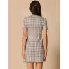 imageAllegra K Work Dress for Women Short Sleeve Vintage Houndstooth Above The Knee DressTan