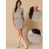 imageAllegra K Work Dress for Women Short Sleeve Vintage Houndstooth Above The Knee DressTan