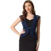 imageAllegra K Floral Lace Shrug for Womens Wedding Guest Cap Sleeve Formal Sheer Bolero CardiganDark Blue