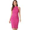 imageAllegra K Halter Formal Dress for Womens Sleeveless Bodycon Wedding Guest Cocktail Lace Sheath DressHot Pink