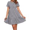 imageAllegra K Summer Dress for Women Gingham Short Sleeve Plaid Dresses Crewneck Loose Babydoll Casual Tiered DressesBlack