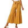 imageAllegra K Womens Boho Elastic High Waisted Ruffles Flare Palazzo Wide Leg PantsYellow