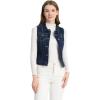 imageAllegra K Womens Buttoned Washed Denim Vest Jacket W Chest Flap PocketsNavy Blue