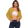 imageAllegra K Womens Denim Jacket Collarless Round Neck Button Down Long Sleeve Jean JacketsYellow
