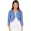 imageAllegra K Womens Elegant 34 Sleeve Sheer Floral Lace Shrug TopGray Blue