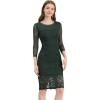 imageAllegra K Womens Elegant Mesh Sheer Long Sleeve Stretch Knit Floral Lace Bodycon DressGreen