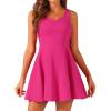 imageAllegra K Womens Party Sexy Dress Sleeveless Sweetheart Neck Cocktail Fit and Flare A Line Swing Tank Mini DressesHot Pink