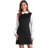 imageAllegra K Womens Peter Pan Dress 60s Clock Block Mini Long Sleeve DressesBlack Solid