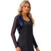 imageAllegra K Womens Satin Shrugs for Evening Dress Open Front Mesh Cardigan Elegant Wedding BoleroDark Blue