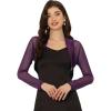 imageAllegra K Womens Satin Shrugs for Evening Dress Open Front Mesh Cardigan Elegant Wedding BoleroDark Purple