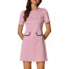 imageAllegra K Work Dress for Women Short Sleeve Vintage Houndstooth Above The Knee DressPink
