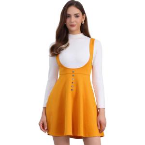 imageAllegra K Womens Cottagecore Dress Spaghetti Strap Pinafore Dresses for WomenOrange