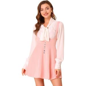 imageAllegra K Womens Cottagecore Dress Spaghetti Strap Pinafore Dresses for WomenPink