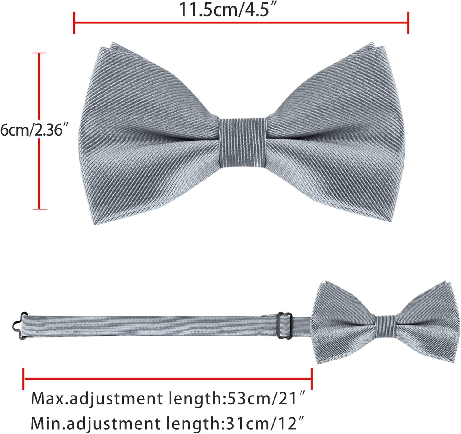 imageAllegra K Mens Solid Color PreTied Bow Tie with Matching Pocket Square Set for Wedding PartyDark Gray