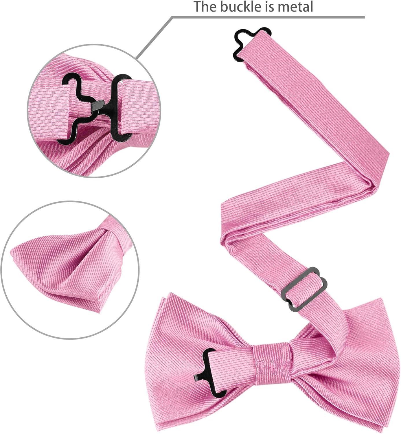 imageAllegra K Mens Solid Color PreTied Bow Tie with Matching Pocket Square Set for Wedding PartyPink